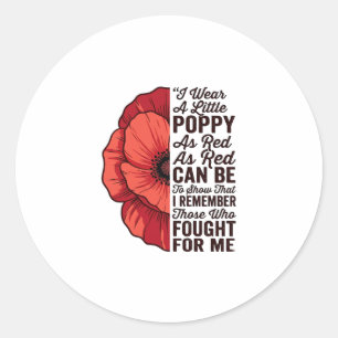 Roter Mohn Gedenkzitat Vektor-Shirt-Design_1 Runder Aufkleber