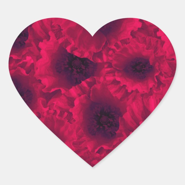 Roter Mohn Herz-Aufkleber (Vorderseite)