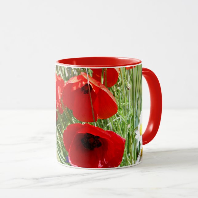 Roter Mohn, Hütte Garden Foto Tasse (VorderseiteRechts)