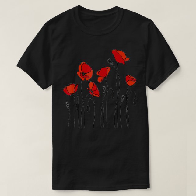 Roter Mohn, Rote Botanische Paprika, Mohn T-Shirt (Design vorne)