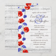 Roter Mohn und Kornblume Rustikale Hochzeit aus Ho