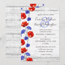 Roter Mohn und Kornblume Rustikale Hochzeit aus Ho