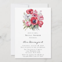 Roter Mohn und Rosa Tulpen Brautparty