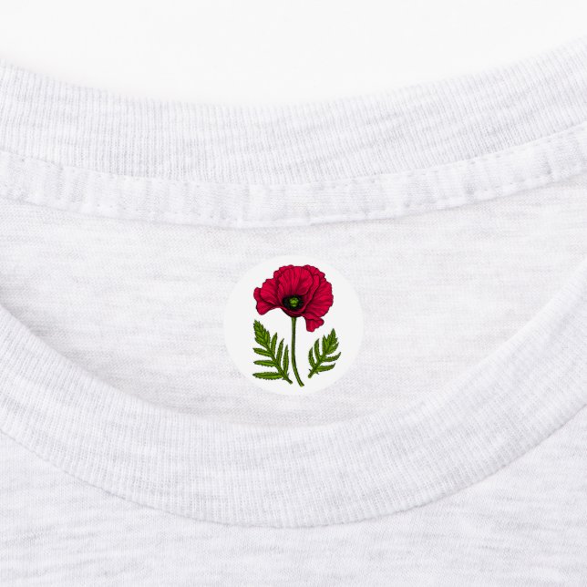 Roter Mohn zeichnend 3 Etiketten (Befestigt)