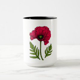 Roter Mohn zeichnend 3 Tasse
