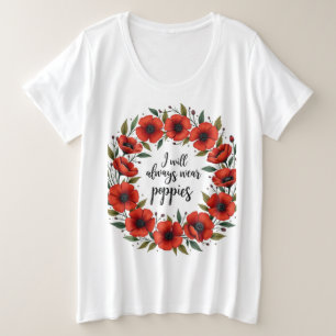 Roter Mohn zur Ehrung von Veteranen Große Größe T-Shirt