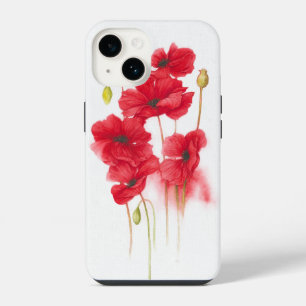 Roter Mohnanstrich auf Weiß iPhone 14 Hülle