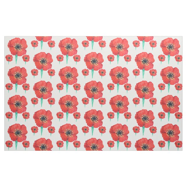 Roter Mohnanstrich Blume Stoff (Fat Quarter (45,7 x 55,9 cm))
