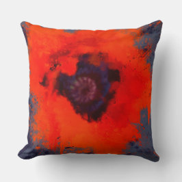 Roter Mohnanstrich mit blaugrauem Hintergrund Kissen