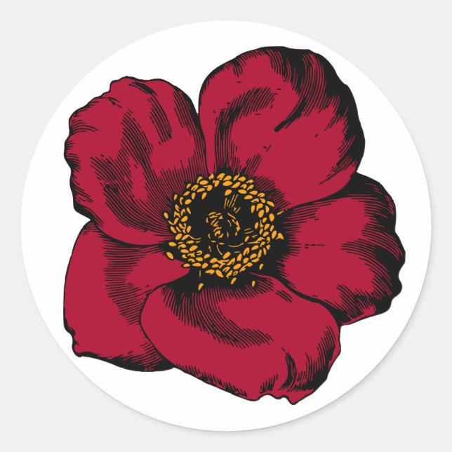 Roter Mohnaufkleber Runder Aufkleber (Vorderseite)