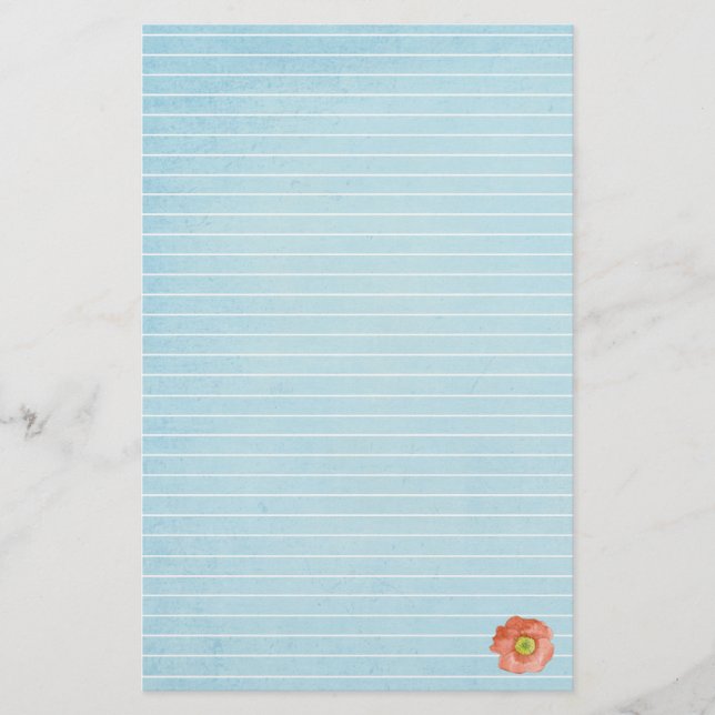 Roter Mohnbelag Blume Schriftzug mit Linde Briefpapier (Vorderseite)