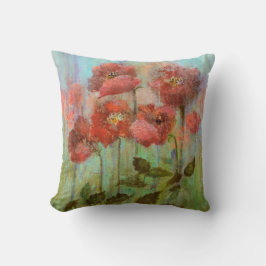 Roter Mohnblumen-BlumenWatercolor Kissen