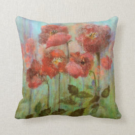 Roter Mohnblumen-BlumenWatercolor Kissen