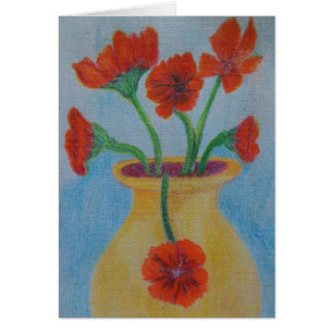 Roter Mohnblumen-Gelb-Vase