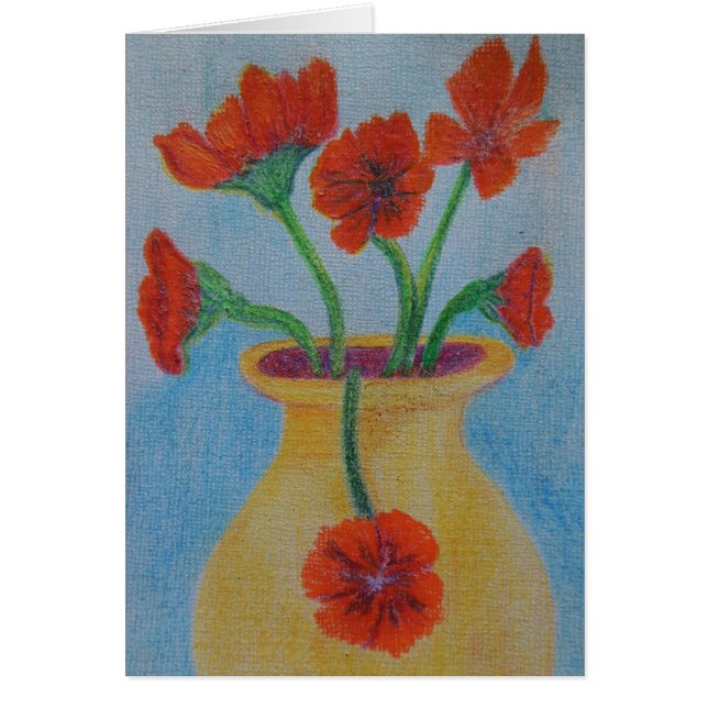 Roter Mohnblumen-Gelb-Vase (Vorne)