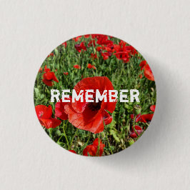 Roter Mohnblumen-Knopf Button