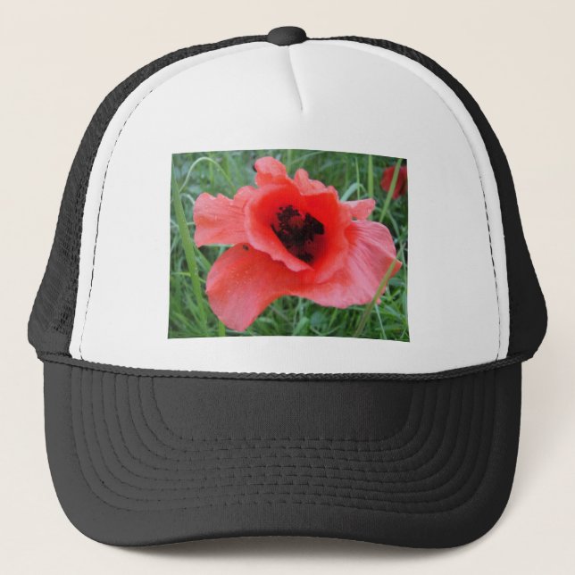 Roter Mohnblumenkelch Truckerkappe (Vorderseite)