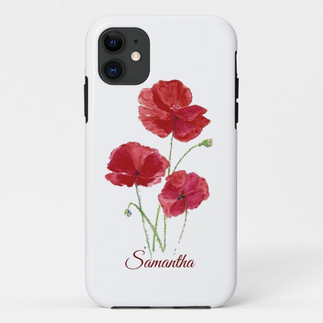 Roter Mohngarten Blume Individuelle Name Case-Mate iPhone Hülle (Rückseite)