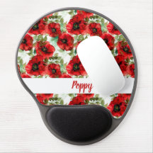 Roter Mohnname Gel Mouse Pad