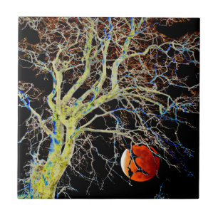 Roter Mond Aufgehend Fliese