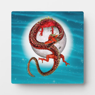 Roter Mond-Drache Himmels-Fantasy-Kunst Fotoplatte