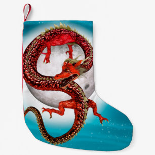 Roter Mond-Drache Himmels-Fantasy-Kunst Kleiner Weihnachtsstrumpf