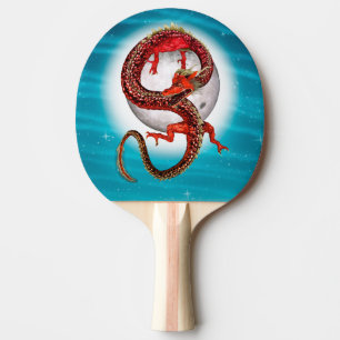 Roter Mond-Drache Himmels-Fantasy-Kunst Tischtennis Schläger