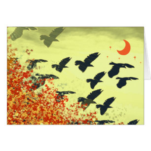 Roter Mond steigende Vögel fliegen