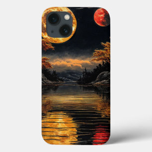 Roter Mond über einem See Case-Mate iPhone Hülle