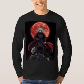 Roter Mond Wolf Ronin T-Shirt