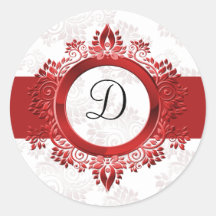roter Monogramm-Umschlag Aufkleber