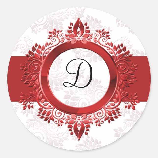 roter Monogramm-Umschlag Aufkleber (Vorderseite)