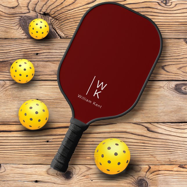 Roter Monogrammname + Initialen Pickleball Schläger (Von Creator hochgeladen)