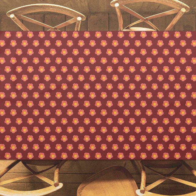 Roter Moss Rose Blume Nahtloses Muster auf Tischdecke (Red Moss Rose flower seamless pattern on tablecloth)