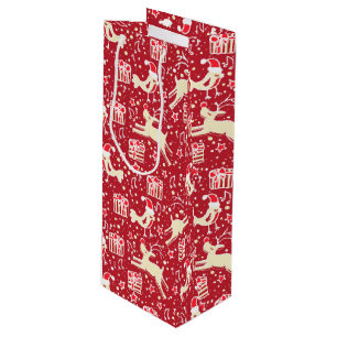 Roter Musiker-Vogel & Rentiere Weihnachtsgeschenk- Geschenktüte Für Weinflaschen