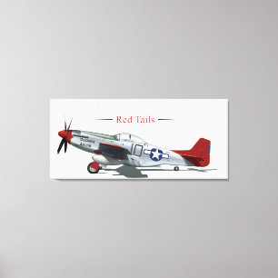 Roter Mustang des Schwanz-P-51 der Tuskegee Leinwanddruck