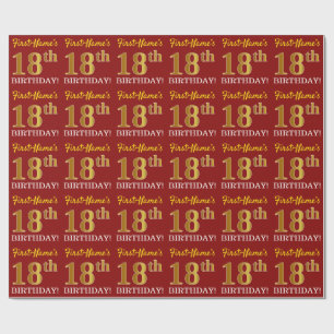 Roter, nachgemachter Goldblick "18. GEBURTSTAG " Geschenkpapier