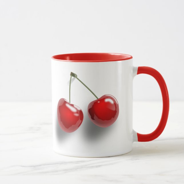 Roter Nachtisch glasig-glänzende Kirschen Tasse (Rechts)