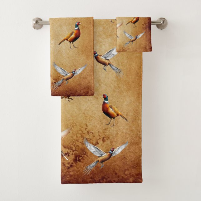 Roter Nacken Pheasant Badezimmer Handtuchhandtuch  Badhandtuch Set (Insitu)