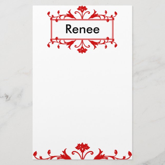 Roter Name oder Monogramm anpassbar Briefpapier (Vorderseite)