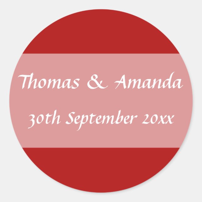 Roter Name und Datum Umschlag Aufkleber (Vorderseite)