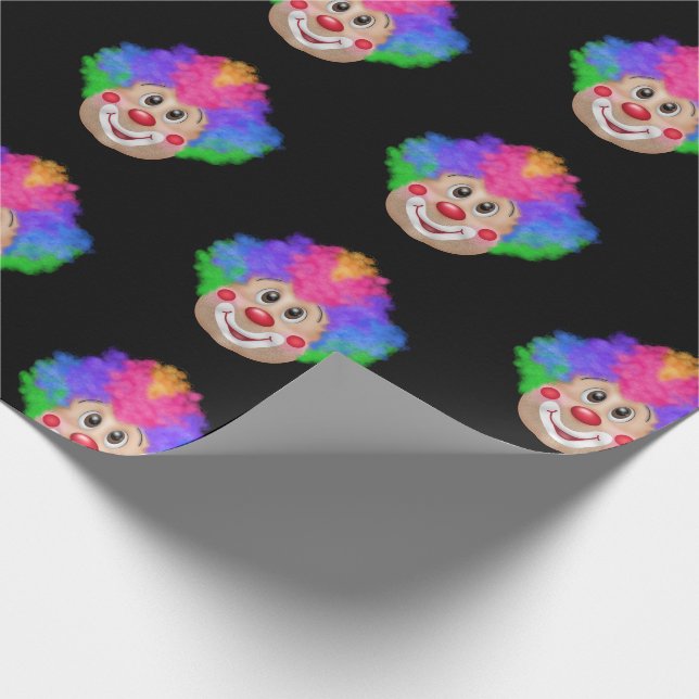 Roter Nasenclown auf schwarz Geschenkpapier (Ecke)