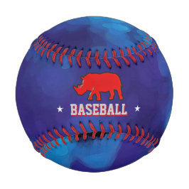 Roter Nashorn auf blauem personalisiert Baseball