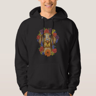 Roter natürlicher Doberman und Blume 1044 Hoodie