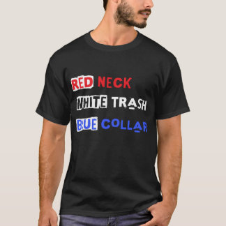 Roter Neck Weißer Trash Blauer Colline T-Shirt