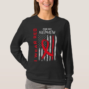 Roter Neffe Herzkrankheit Bewusstsein USA-Flagge M T-Shirt