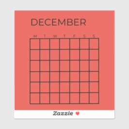 Roter nicht datierter Dezember-Kalender für Planer Aufkleber