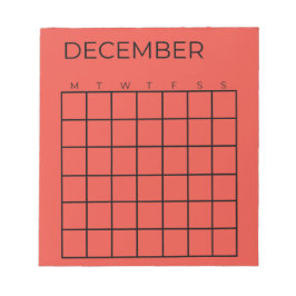 Roter nicht datierter Dezember-Kalender für Planer Notizblock