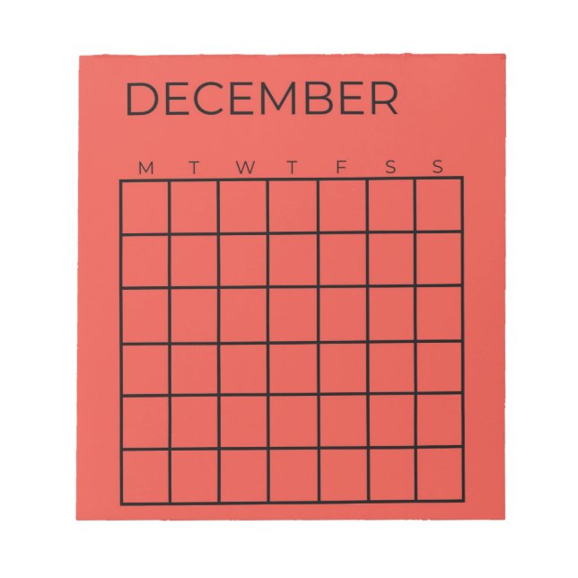 Roter nicht datierter Dezember-Kalender für Planer Notizblock (Vorderseite)