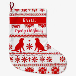 Roter Nordic Labrador Retriever Hund Weihnachten Großer Weihnachtsstrumpf
